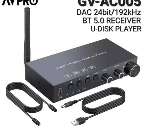 AVPRO GV-AC005 192kHz DAC Digital to Analog Audio Converter with Bluetooth 5.0 Receiver