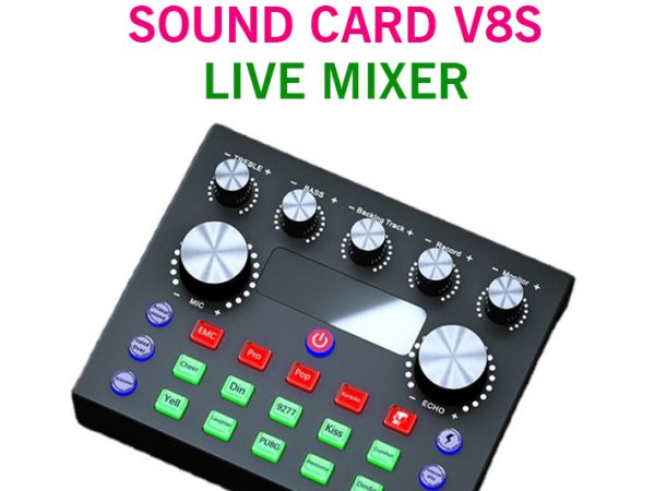 V8S Audio Mixer External Sound Card for Live Streaming, Recording & Home KTV